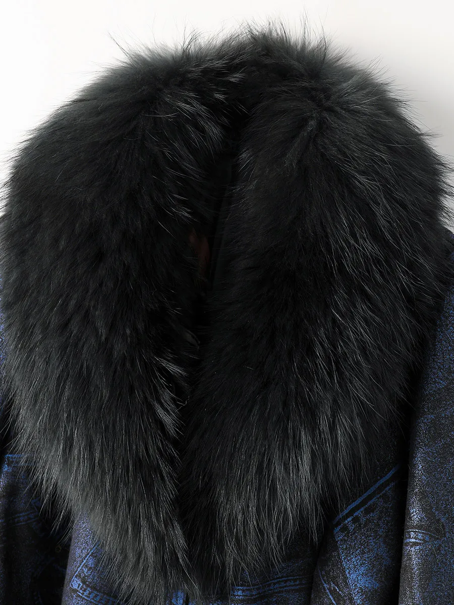 Rabbit Fur Coat 2022 Winter New Lacing Slim Raccoon Fur Coat Female Long