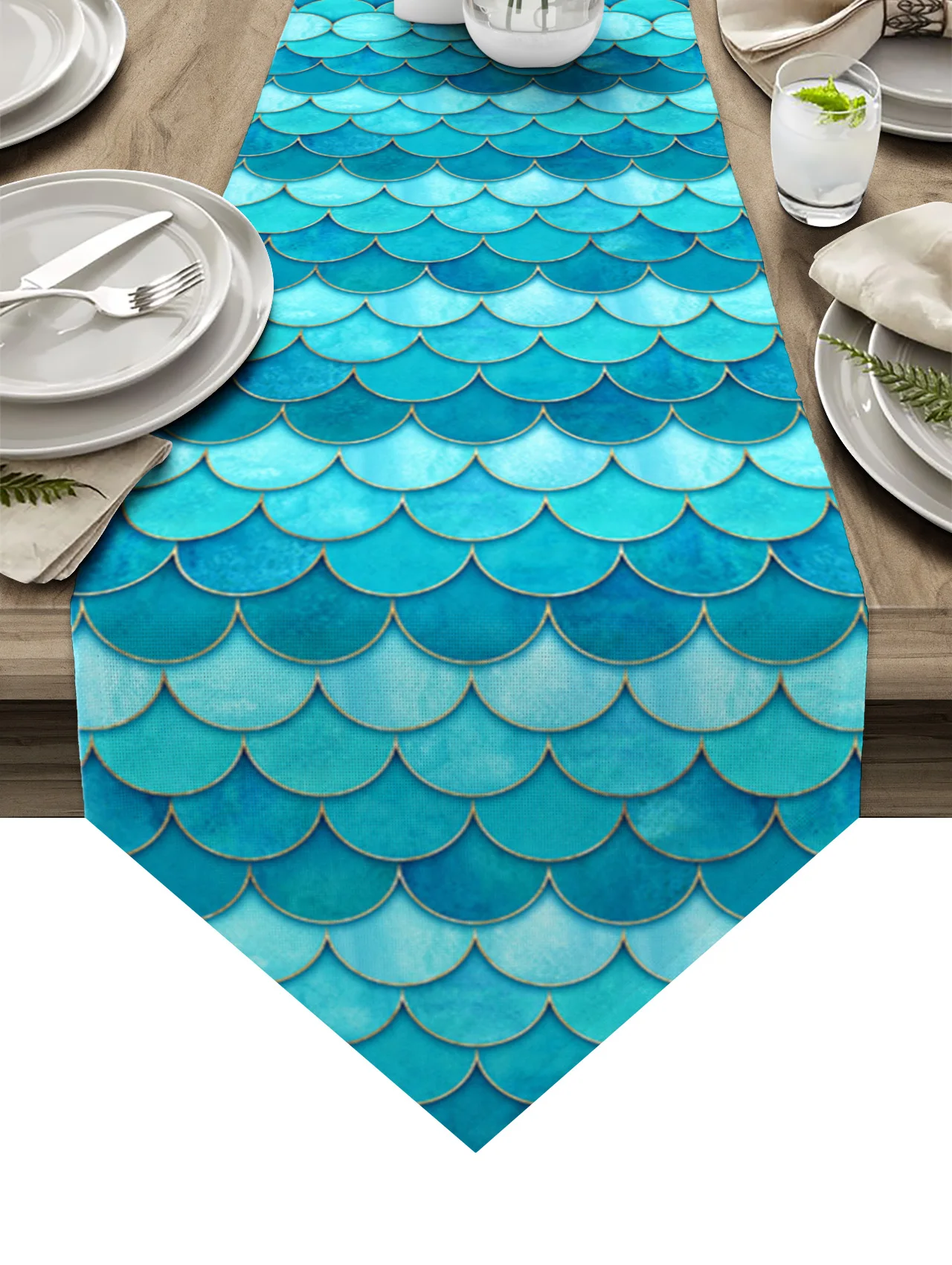 

Градиентные рыбные весы, цвет зеленый, кофейный столик, фотообои, свадебное украшение, украшение для обеденного стола, Настольная дорожка