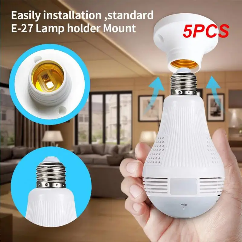 

5PCS Lighting Remote Monitor Camera 960p Baby Monitor Wifi Bulb Camera Fisheye 360 Panoramic Two-way Bulb Camera Security Camera