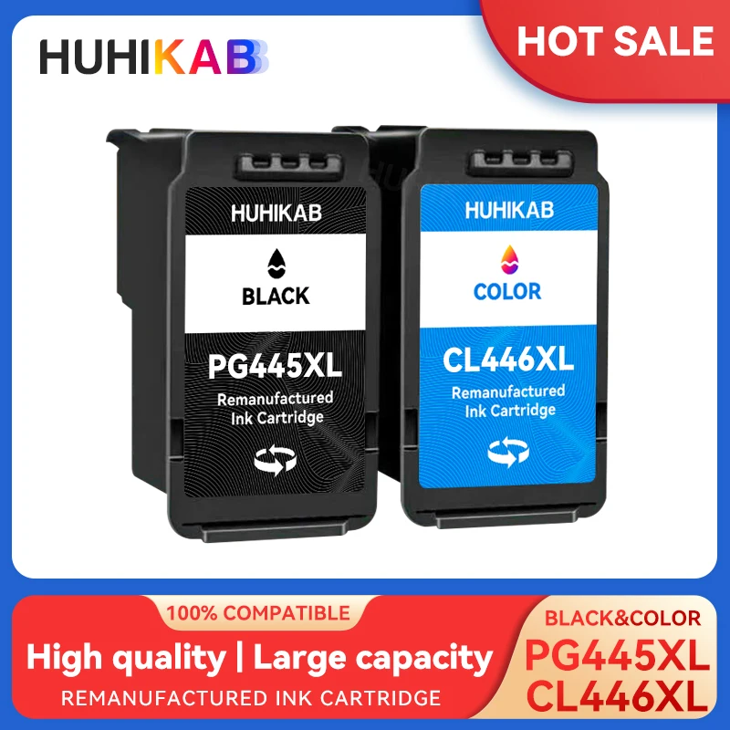 Фото Совместимый чернильный картридж HUHIKAB PG-445 PG445 CL-446 XL для Canon PG 445 CL446 для Canon PIXMA MX494 MG2440 MG2940 MG2540 №1