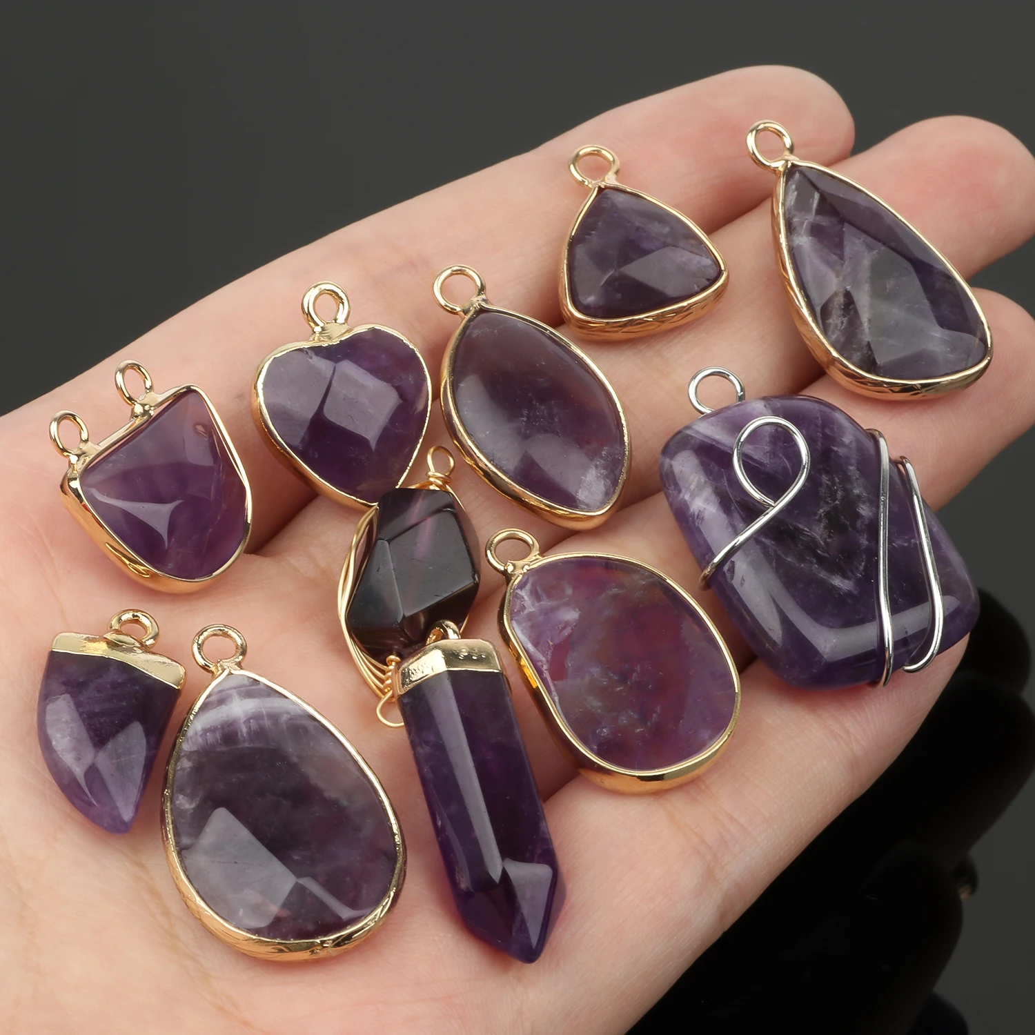 1 шт. натуральный камень фиолетовый кристалл кулон для женщин и мужчин лечебные