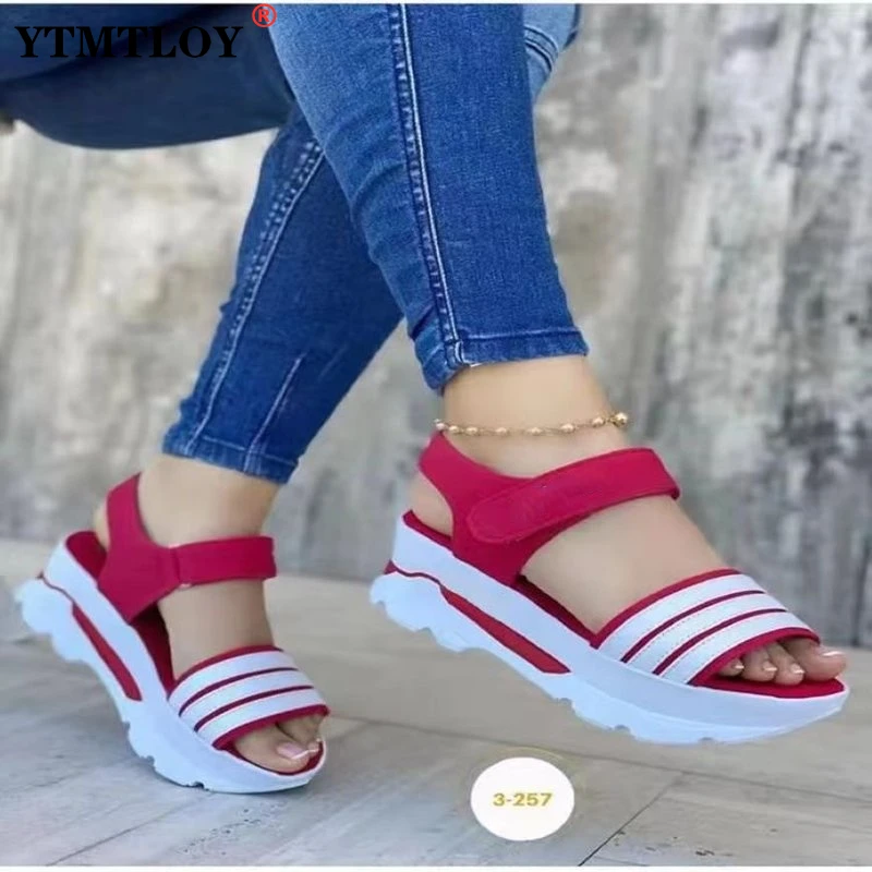 Summer Slip on Women Wedges Sandals Platform High Heels Fashion Open Toe Ladies Casual Shoes Promotion Slides Slippers |