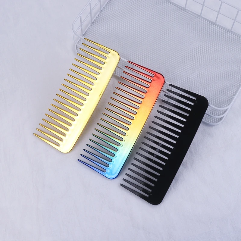 

1Pcs Electroplating ABS Portable Massage Wide Tooth Hair Comb Smoothing Styling Hairdressing Combs For Women Curly Hair