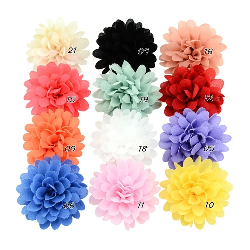 

12 PCS Chiffon Flower Baby Girls Hair Clip Baby Girls Toddler Barrette Accessory