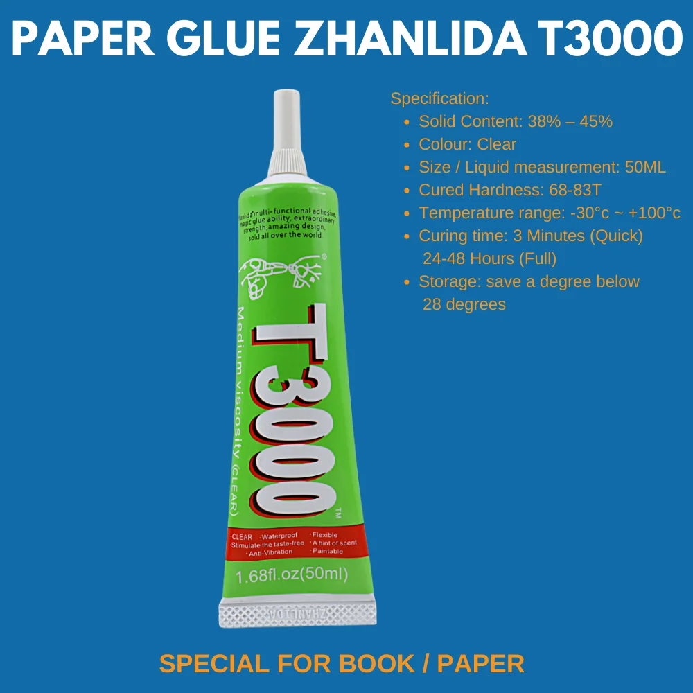 50ML Zhanlida T3000 Glue Clear Contact Universal Repair Adhesive Book Paper Materials Glue
