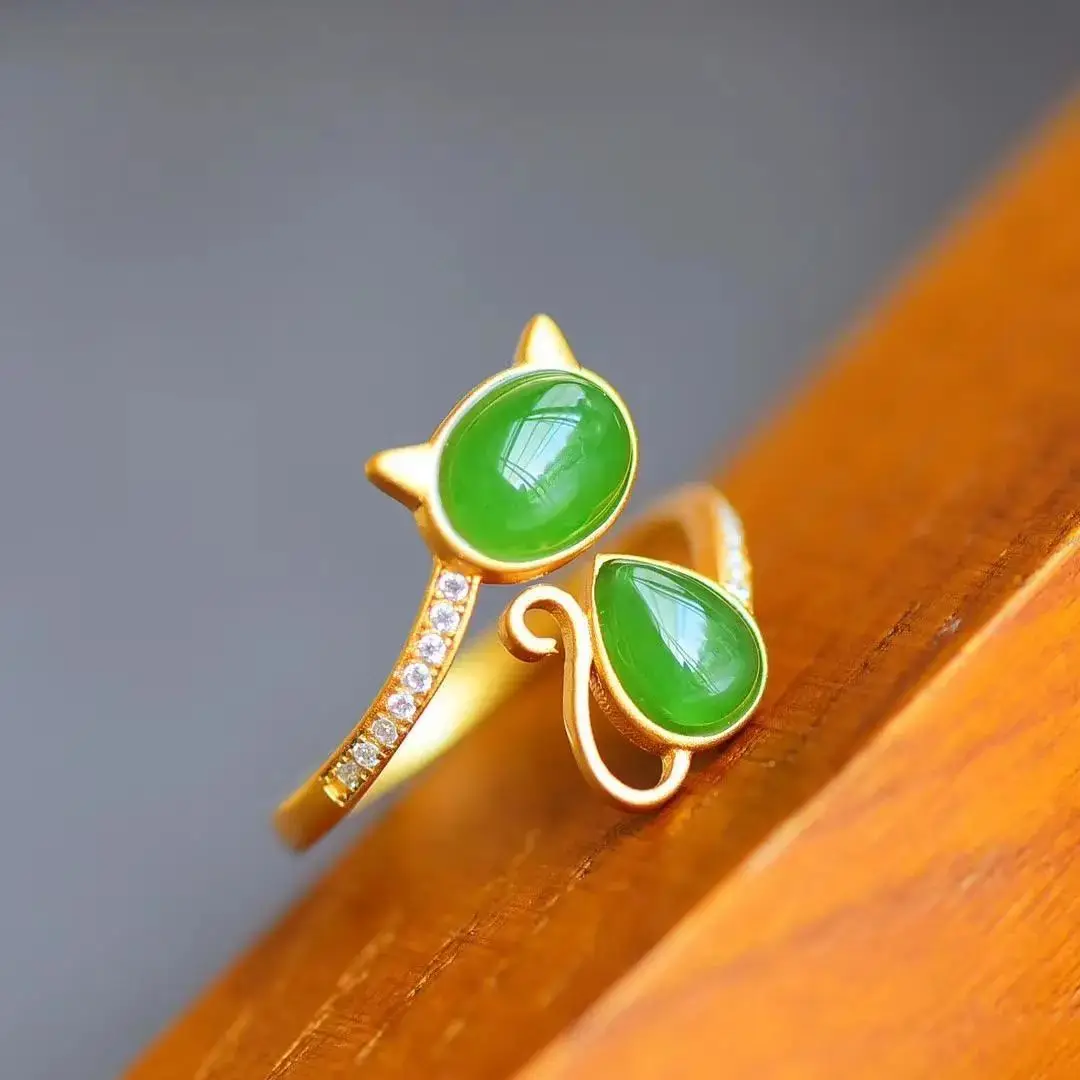 

Ring Kitten Ring Natural Stone Craft Exquisite Opening Ring Ornament Women