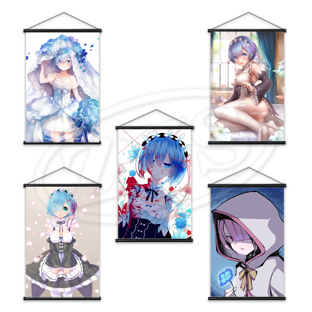 

Картина на холсте «Re:Zero», настенный плакат Rem Ram, принты, Кара хаджимера, Эмилия, Висячие свитки, настенные картины, декор для спальни