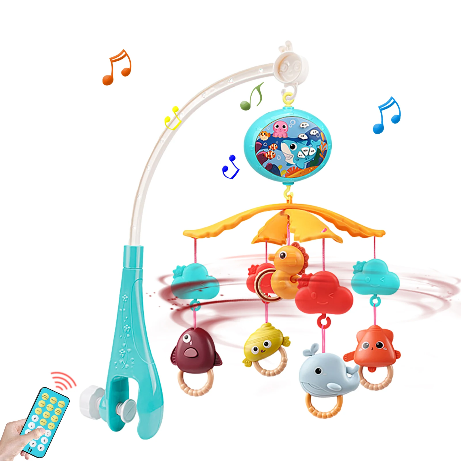 

Колокольчик для детской кровати, музыкальная игрушка, Колокольчик для детской кровати с музыкальной шкатулкой, Детский развивающий вращающийся проектор для кровати для новорожденных