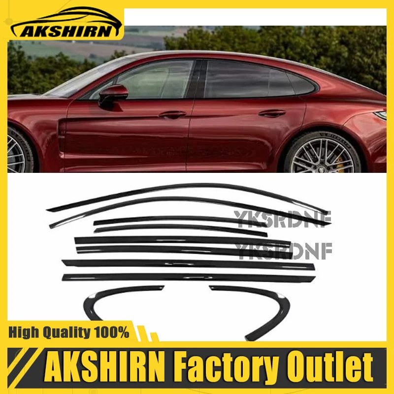 Фото Для Porsche Panamera 970 971: Накладки на оконные рамы и пороги дверей (2010-2021) — черные, серебристые №1