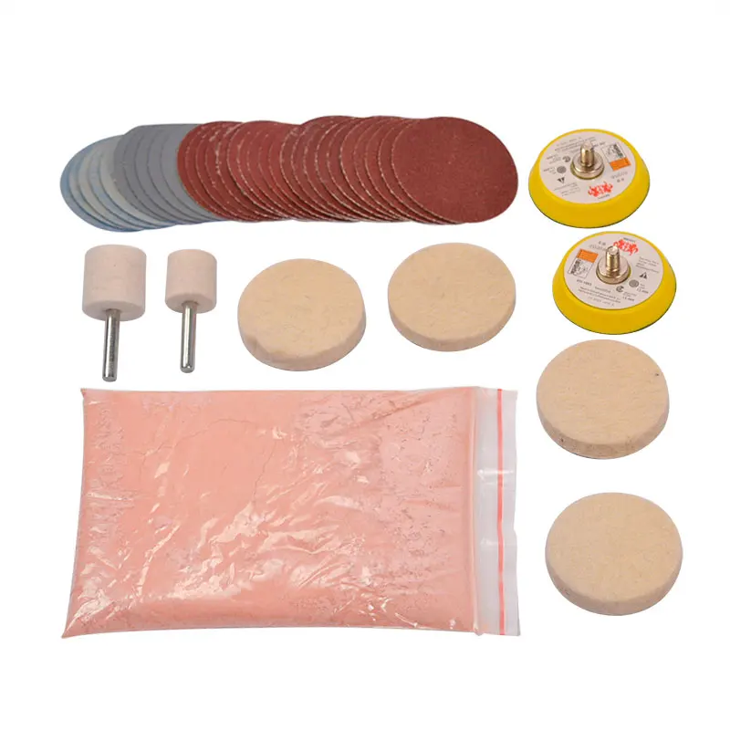 

34Pcs/Set Deep Scratch Remove Glass Polishing Kit 8 OZ Cerium Oxide+ Sanding Disc Wool Polishing Pad For Car Windscreen Windows