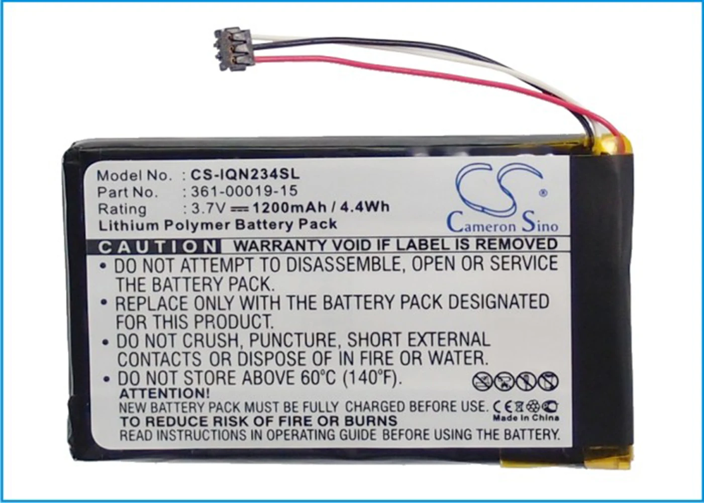 

Cameron Sino 1200mA Battery for Garmin Nulink 2340, Nulink 2390 361-00019-15