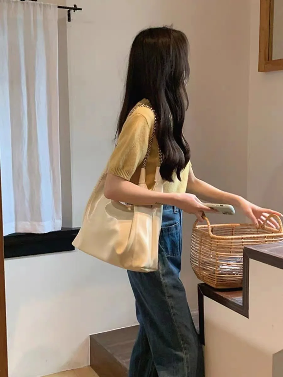 Soft Leather Tote Bag 2023 New Trendy and Advanced One Shoulder Big Bag Underarm Bag Chain Strap Stray Bag Women's Bag