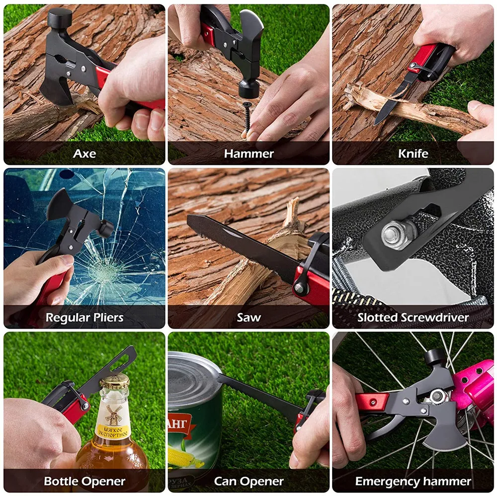 16 В 1 Тяжелая Двухсторонняя Топор/Молоток Многофункциональный Инструмент Портативный Складной Многофункциональный Инструмент На Открытом Воздухе Снаряжение Выживания Рука.
