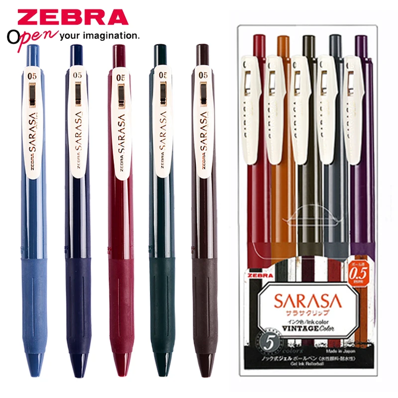 

5 Colors / Set ZEBRA JJ15 Gel Pen 0.5mm SARASA Retro Office Accessories Kids School Supplies Colorful Stationery Water Pen