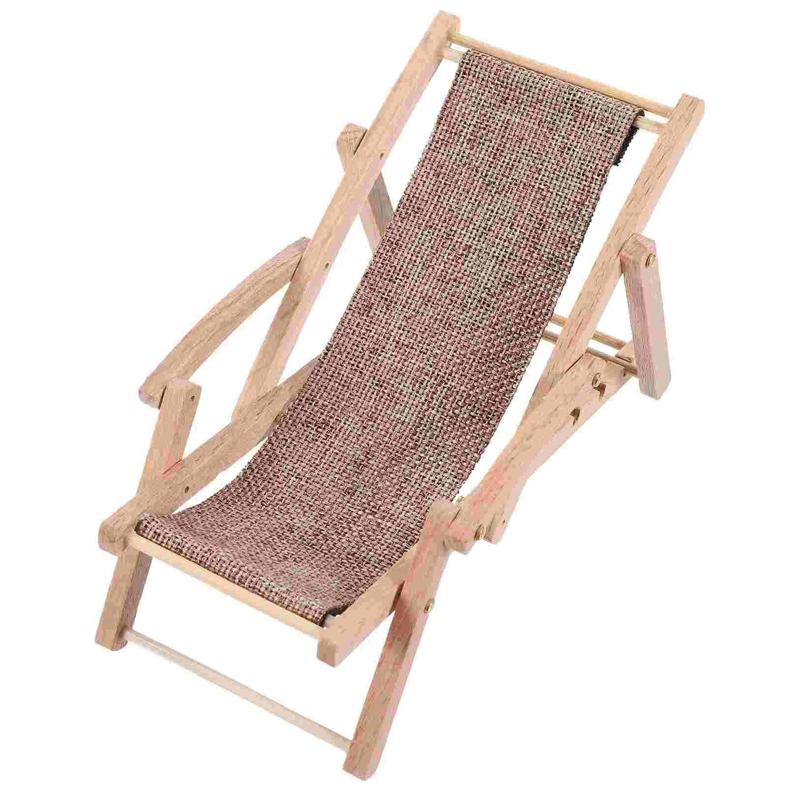 

Miniature Deck Chair Beach Model Reclining Chairs House Lounge Cloth Ornaments