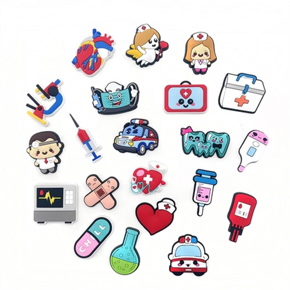 

1pcs Hospital Shoe Charms Fits for Crocs Kids Women Christmas Gifts Birthday Party PVC Pins Decorations Nurse Shoe Accessories