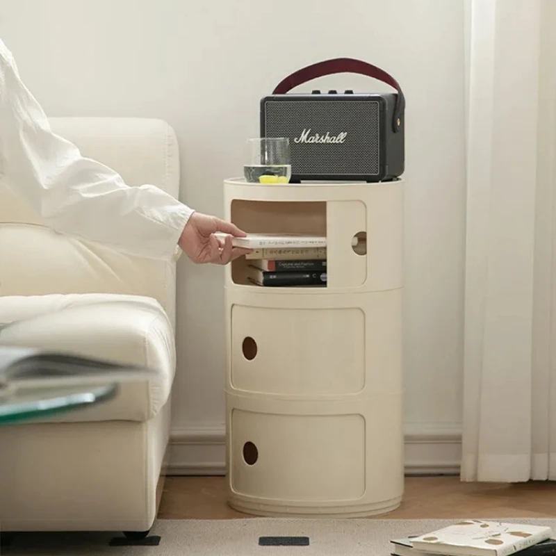 Минималистичная прикроватная тумбочка в стиле Ins современный белый круглый шкаф