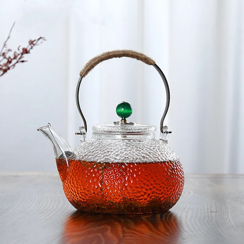 

transparent hammered beam handle pot household high temperature resistant filter explosion-proof glass teapot Kung Fu tea set