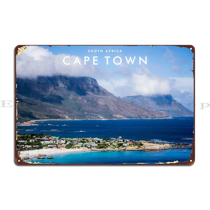 Металлический плакат в винтажном стиле с изображением города Кейптаун
