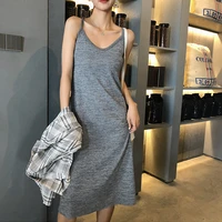 womens long dresses sleeveless v neck maxi dress loose solid color sexy sling party dress