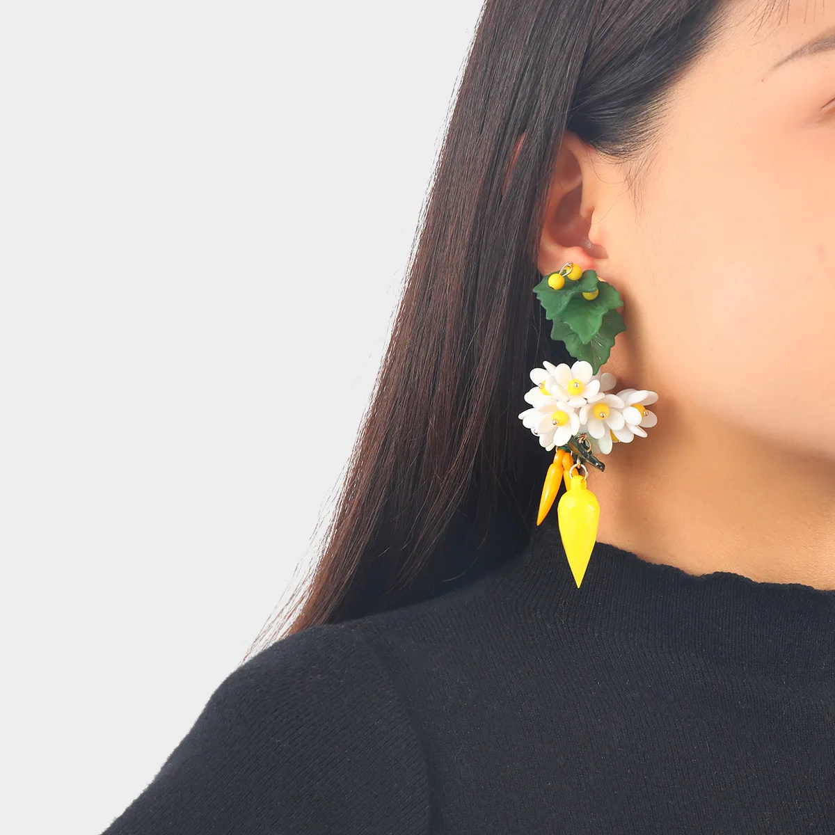2024 ZAA Acrylic Resin Plant Flower Drop Earrings for Women Personality Jewelry Holiday Party Gifts