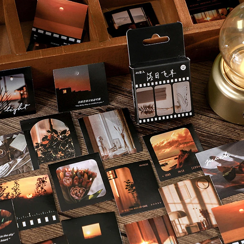 

46pcs/lot Vintage Photo Boxed Stickers Journal DIY Material Arts Deco Stickers