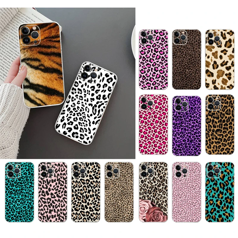 

Phone Case For iphone 14 Pro Max 13 12 11 Pro Max XS XR X 12mini 7 8 Plus SE Animal Print Leopard Cheetah Case Funda
