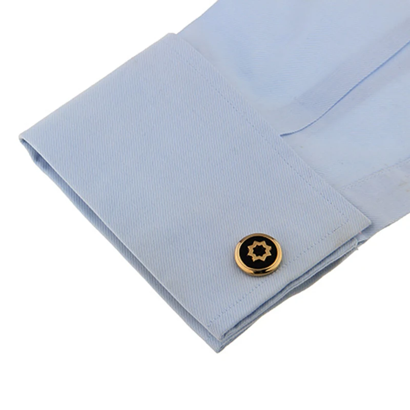 Men Round Cufflinks Boy's Cuff Link Color Glod  Tuxedo Dress Shirt Jewelry Men's Business Dress Accessories 5pcs paced