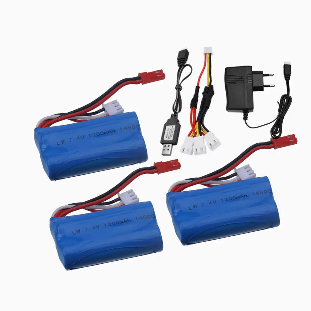 

7.4V 1200mAh 14500 Li-ion battery and Charger For Remote Control toys Cars Boats Tanks Robots Electric Water Gun Spare Parts