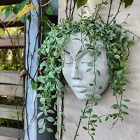 creative face flower pot head wall planter wall mounted planter pot with drainage hole cute plants vase garden planter pot