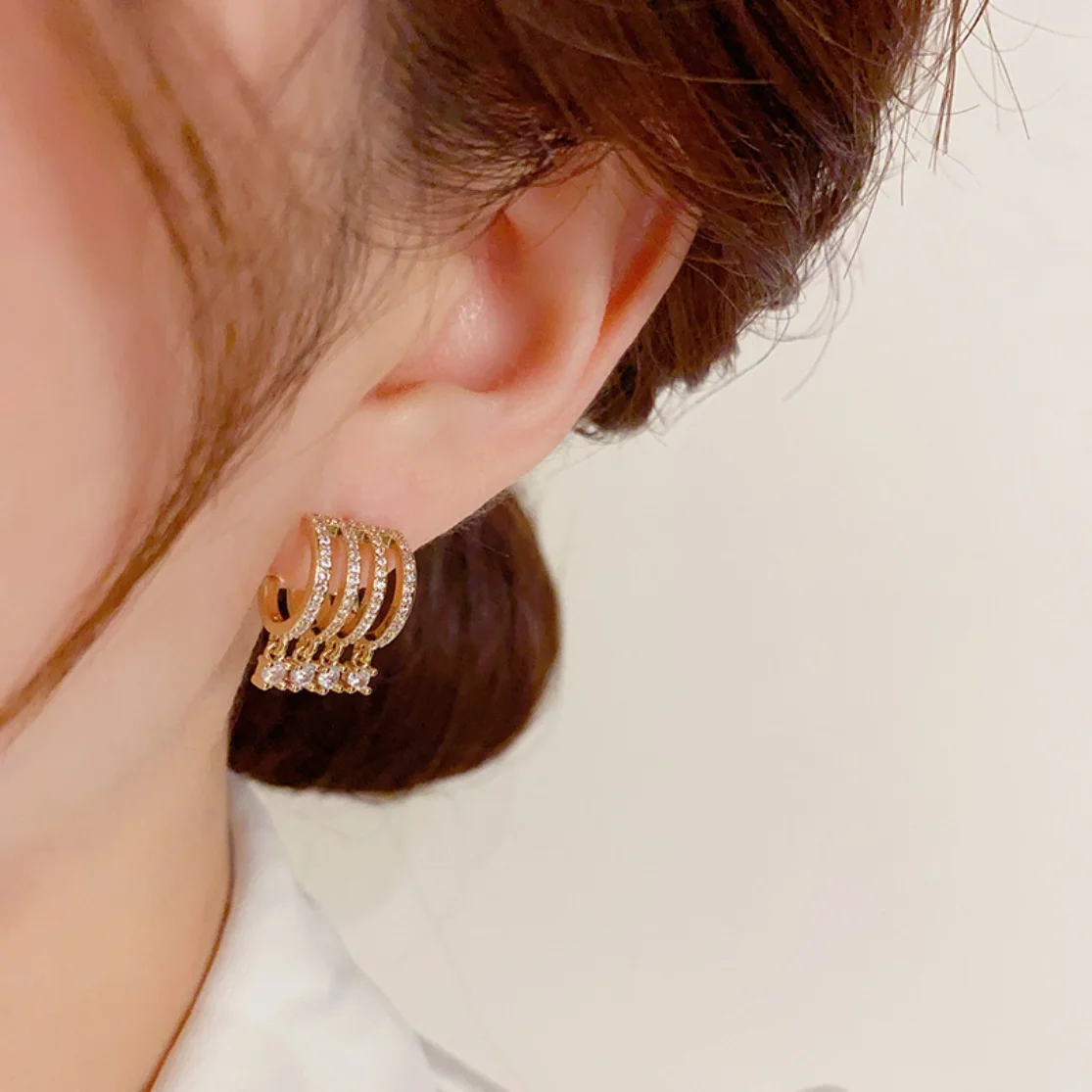 

Multi Layer CC Hoop Earrings Gold Plated Helix Studs Tragus Piercing Cute Star Girl Jewelry Summer Accessories