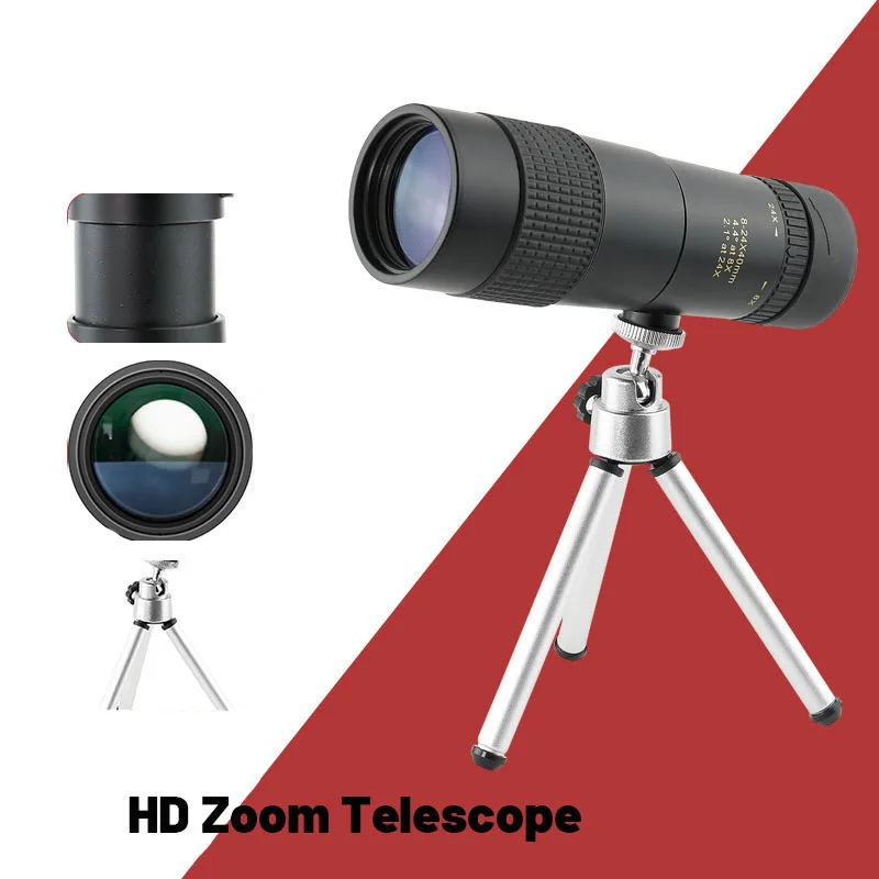 

8-24X40 Zoom Monocular Telescope Mobile Phone Photo Telescopic Zoom Telescope Hd High Magnification 77-37Mm/1000M Field of View