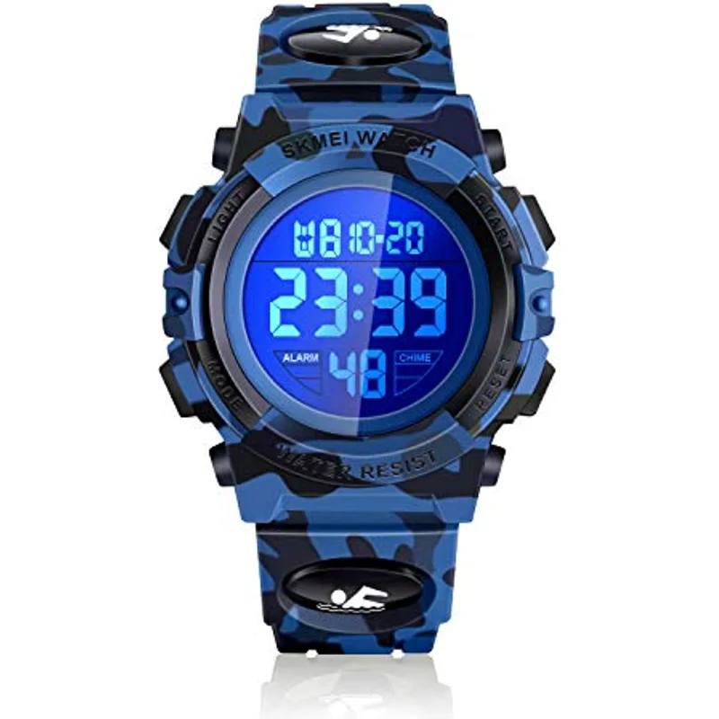 Kids Digital Watch for Girls Boys 5ATM Waterproof Children Sports Watches Learning Time Easy To Read Wrist Watch 5-18 Years Old