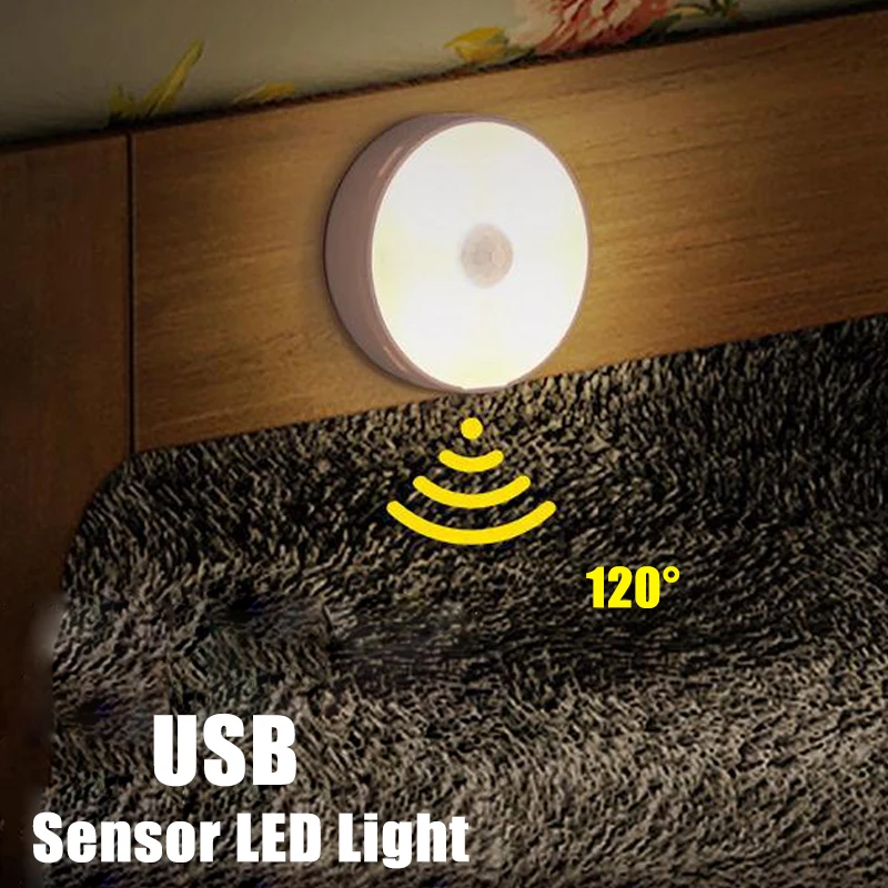 

Motion Sensor LED Night Light USB Charging Bedroom Decoration Intelligent Body Induction Lamp Wall-Mounted Bedside Stairs Light