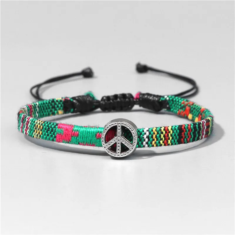 Плетеный браслет дружбы в богемном стиле с веревкой модный подвеской мира