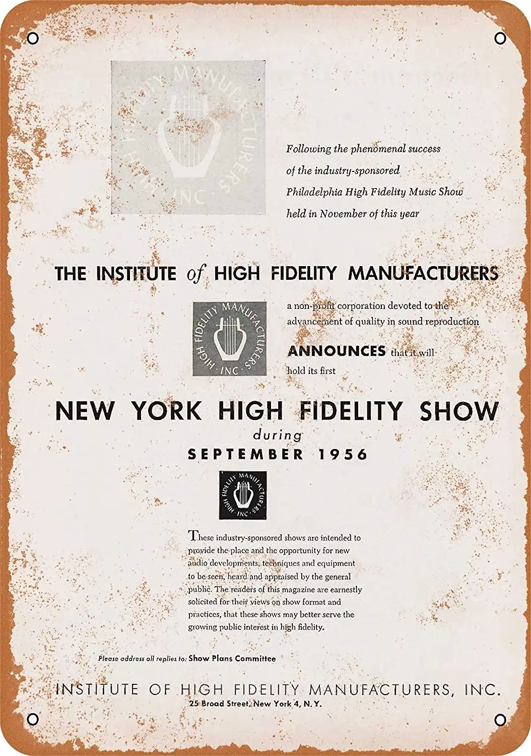 1956 Нью Йорк отличающаяся хорошей устойчивостью показать Оловянная