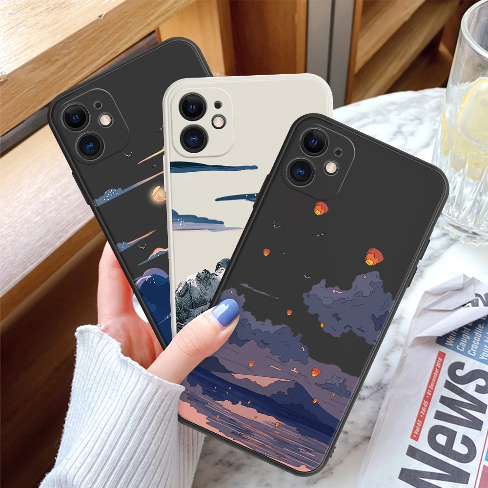 Чехол Snow Mountain для телефона Samsung S22 S21 S20 Ultra Plus FE A53 A73 A52S 5G A33 A72 A50 A32 23 A51 A71 мягкий