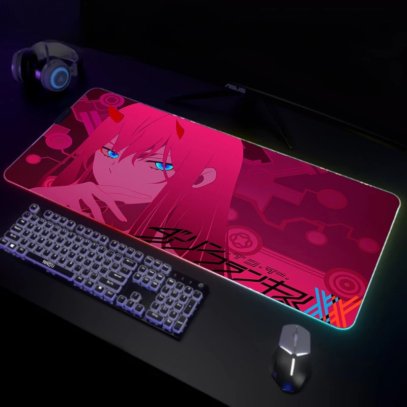 

Игровой коврик для мыши Zero Two RGB, коврик для мыши со светодиодной подсветкой, нескользящий коврик для клавиатуры, лучший выбор, коврик для мыши XXL, светящийся Настольный коврик