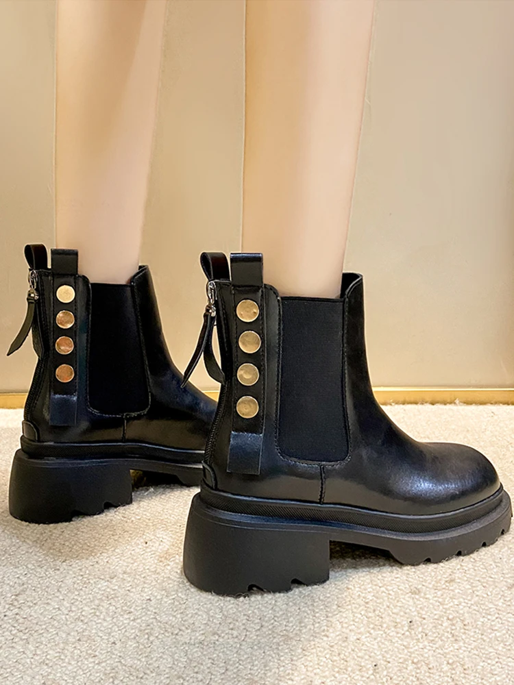 

Женские кроссовки на толстой подошве, зимние простые римские кроссовки из резиновой ткани на среднем каблуке, с круглым носком, на молнии, д...