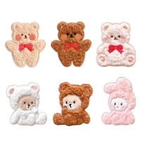 50pcslot embroidery patches sticker curly haired teddy bear sheep rabbit animal scarf craft diy clothing decoration phone case