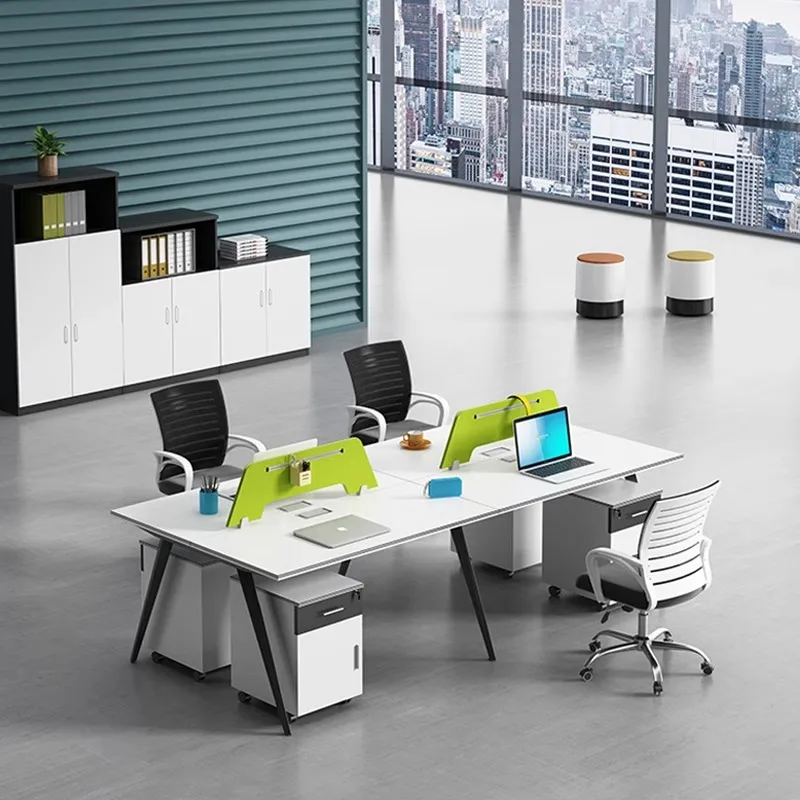 Фото Modulare Einfache Moderne 4-Personen-Bildschirmstation Rosenomöbel Teakholz Staff Finance Desk Für Den Home Office-Einsatz №2