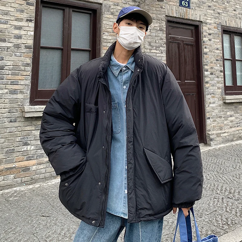 Inter Jacket Men Warm Fashion 3-color Casual Thicken Jacket Men Japanese Streetwear Loose Thick Short Coat Mens Parker Clothes