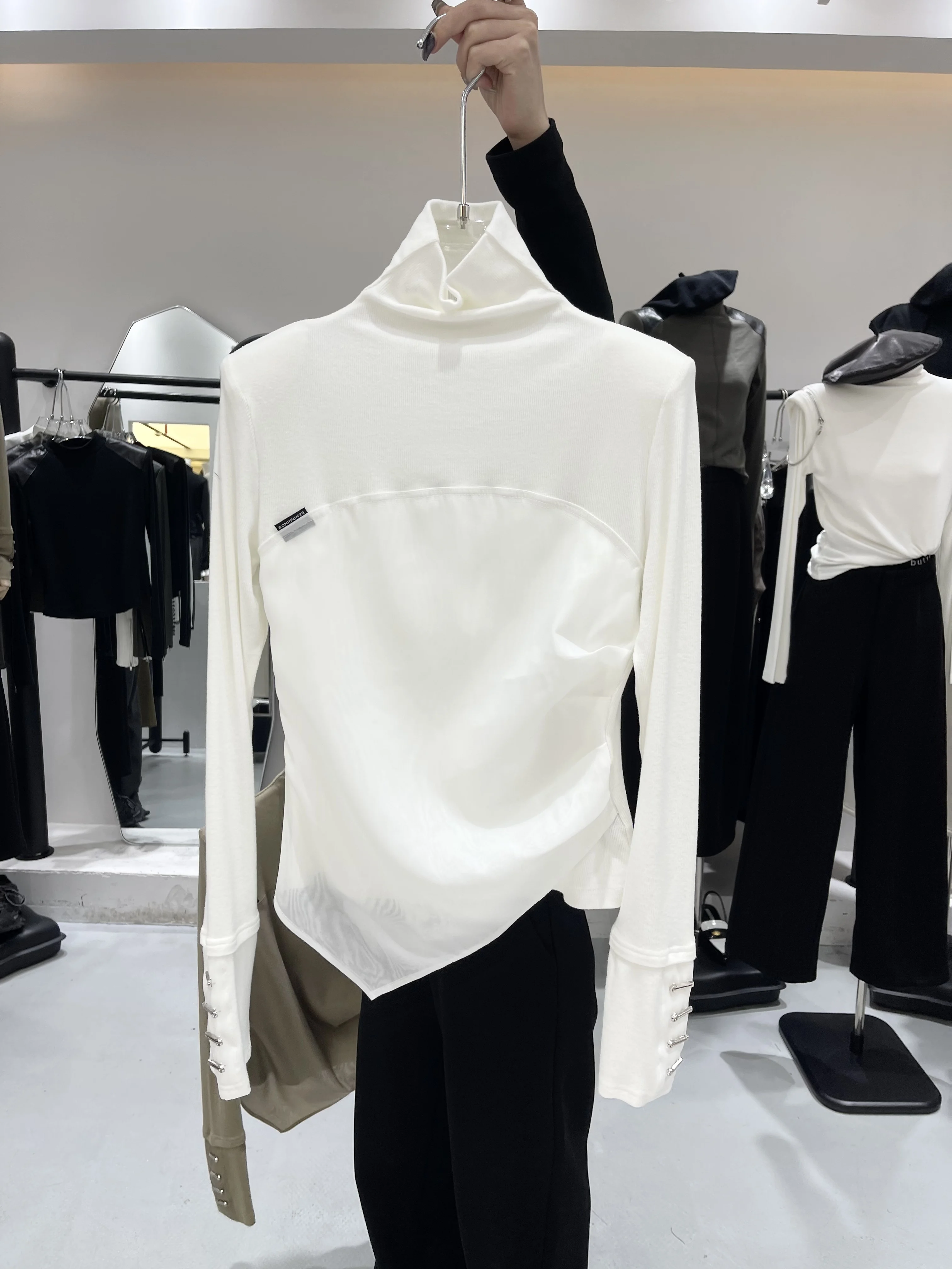 Новинка Осень-зима 2023 модная сетчатая рубашка Ozhouzhan в западном стиле с длинными