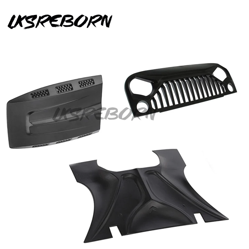 

1/10 RC body shell Jeep Wrangler Rubicon For axial SCX10 D90 90046 90047 Angry face MS hood intake grille