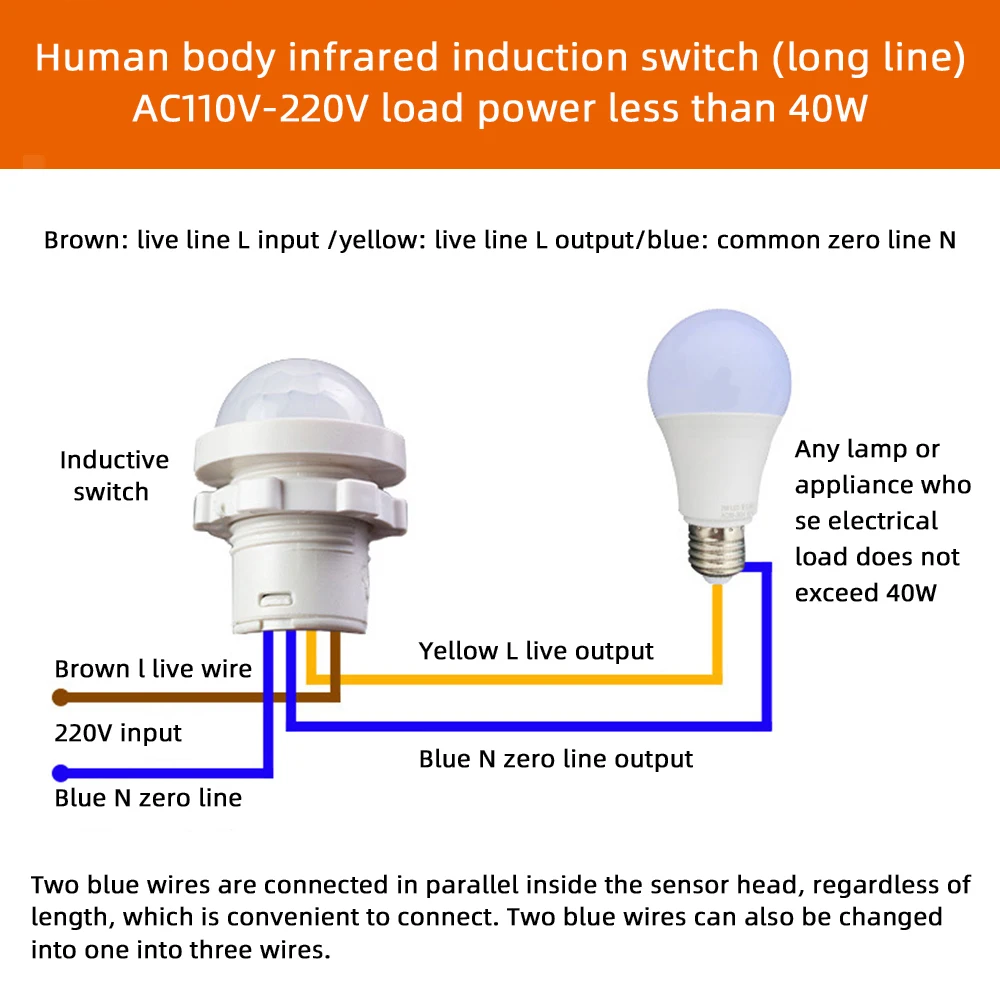 

AC110-240V Automatic Sensor Light Switch LED PIR Infrared Motion Sensor Detection Mini LED Sensitive Night Light Indoor Outdoor