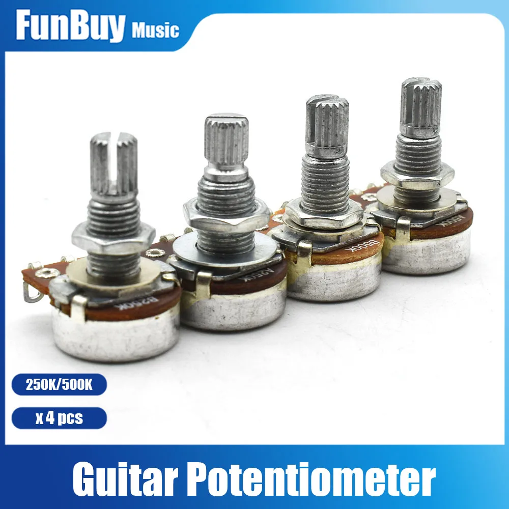 4pcs Long Split Shaft Electric Guitar Potentiometers Pots Volume Tone Control Pots A250K B250K A500K B500K