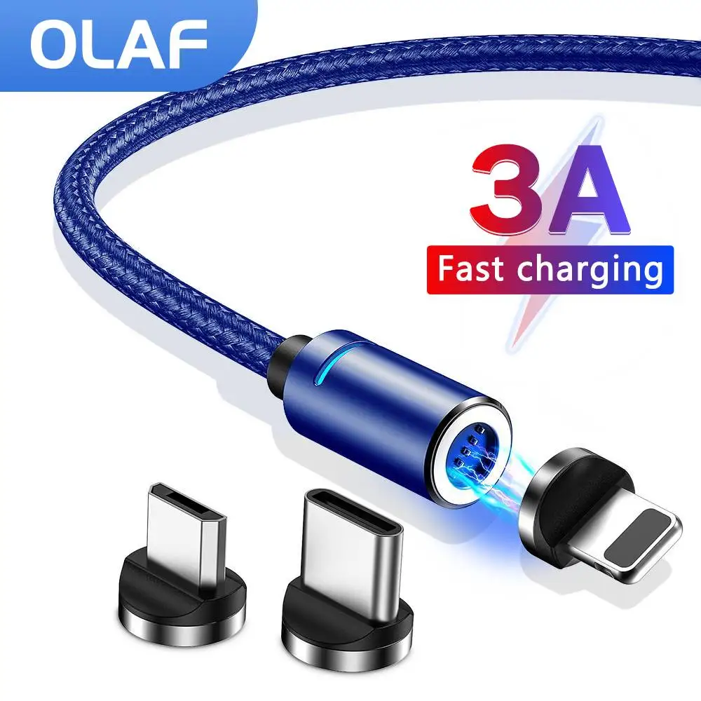 

OLAF Magnetic USB C Cable 3A Fast Charging Micro USB Cable For iPhone 11 12 Huawei Xiaomi Samsung S20 Data Charging Wire Cord