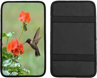 auto center console armrest cover pad hummingbirds birds red flowers blossom universal fit car armrest cover cushion