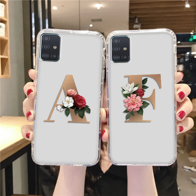 

A51 Case For Samsung Galaxy A32 Case A12 A52 A52S A31 A21S A50 A50S English Alphabet Anti-Fall Airbag DIY Matte Back Covers