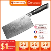 sunnecko 7 inch cleaver knife chef knife kitchen knives japanese 73 layer damascus vg10 steel sharp 60hrc g10 handle cut tools